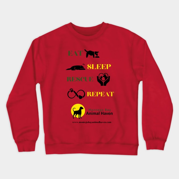 Eat, Sleep, Rescue, Repeat Crewneck Sweatshirt by MBAnimalHaven